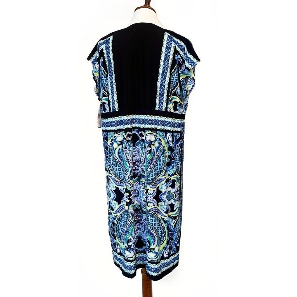 AGB Woman Paisley V-Neck Cap Sleeve Dress 1X NWT Made in USA - Picture 3 of 13